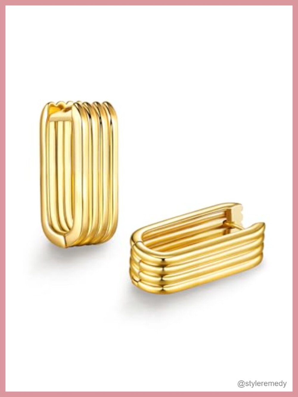 18K Gold Plated Chunky Twisted Open Hoop Statement Earrings with CZ